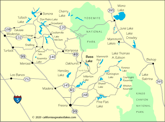 map of Bass Lake, California,  greater area
