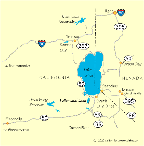 Map showing the greater Fallen Leaf Lake area, CA