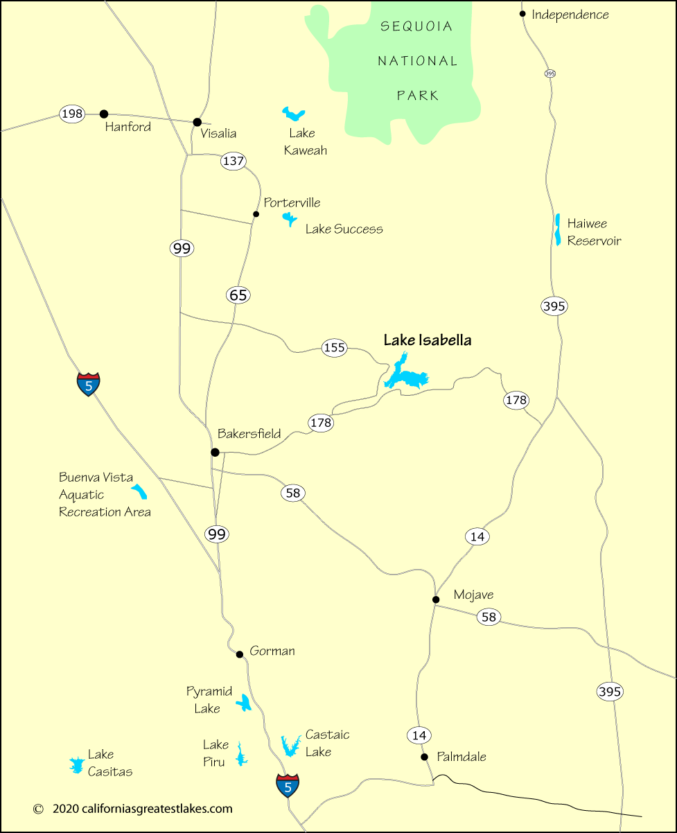 Map showing the greater Lake Isabella area, CA