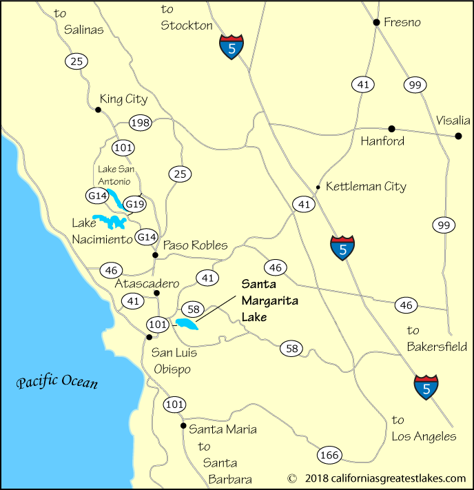 Map showing the greater Santa Margarita Lake area, CA