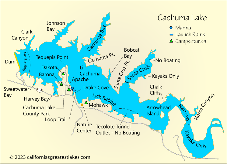 Cachuma Lake map, CA
