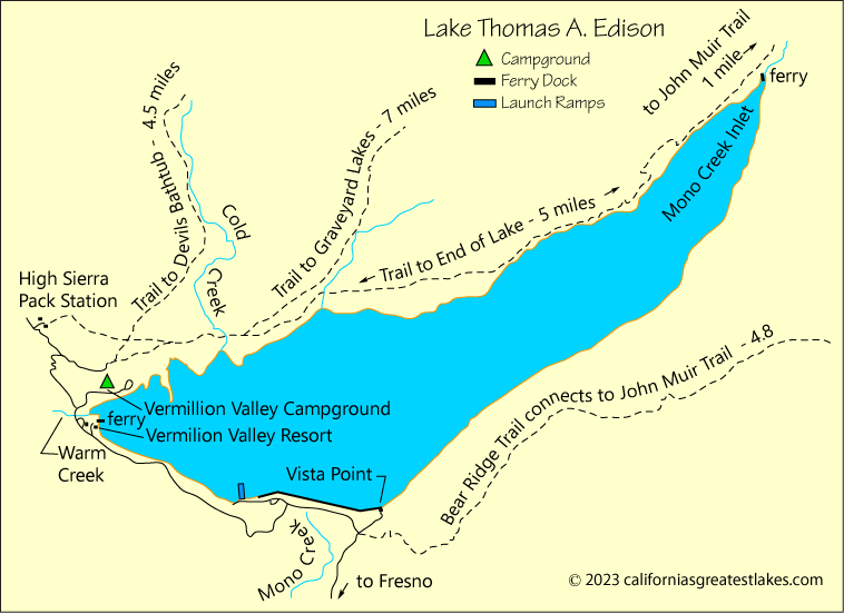 Lake Thomas A. fishing map, CA