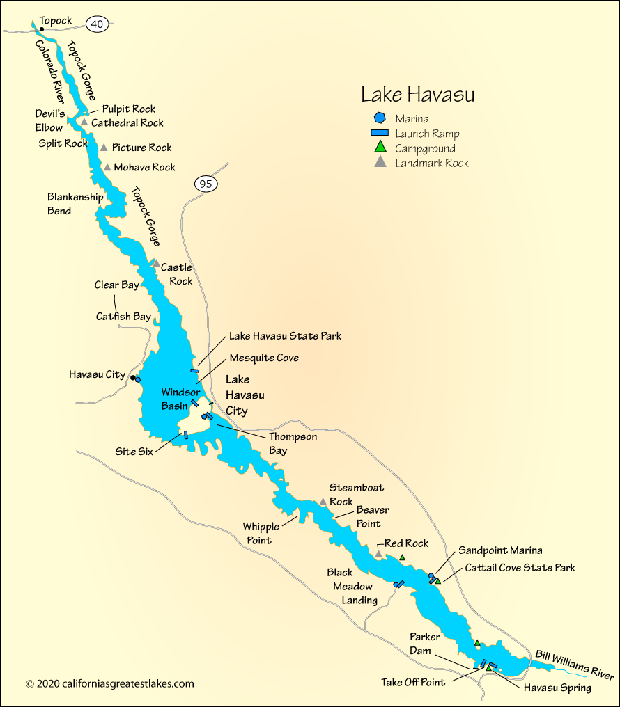 Lake Havasu fishing map, CA