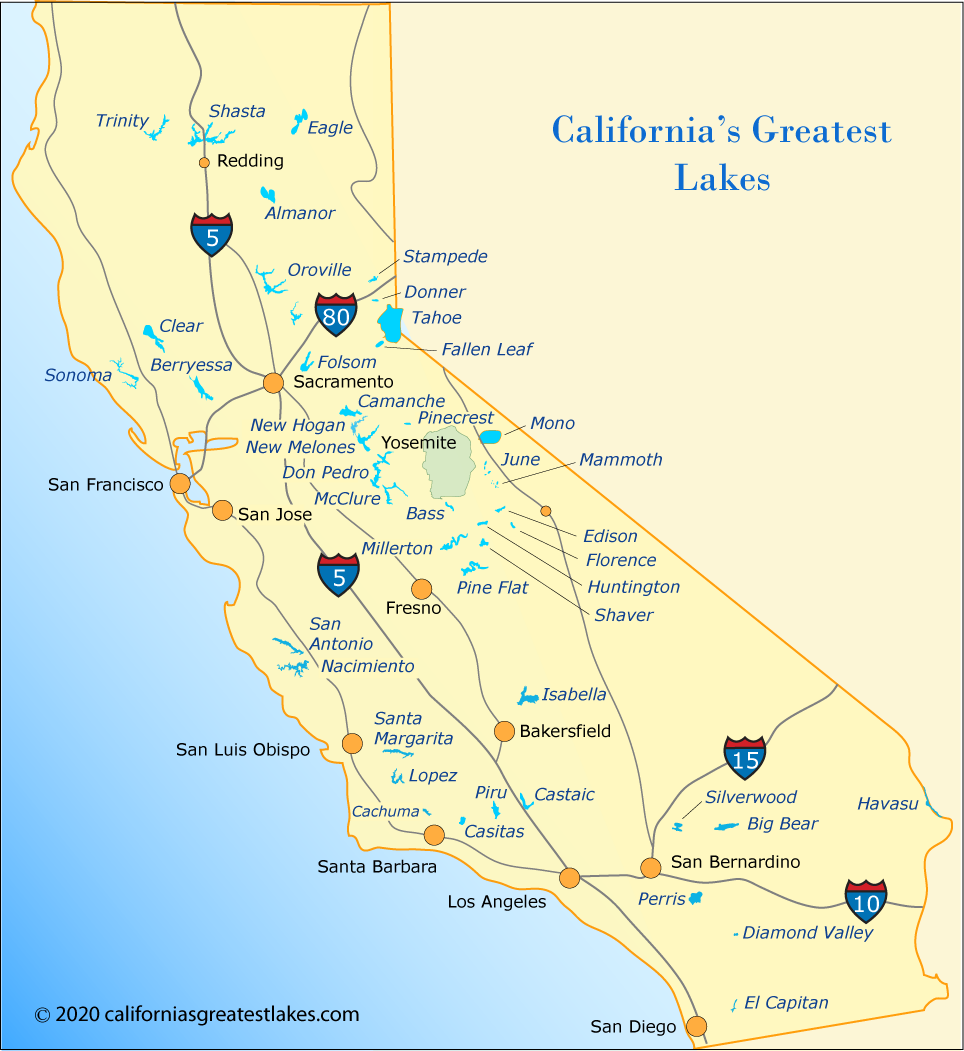 California's Greatest Lakes map, CA