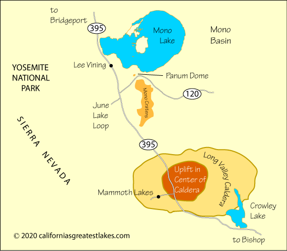 Map of Long Valley Caldera and Mono Lake