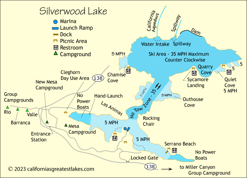 Silverwood Lake fishing map, CA