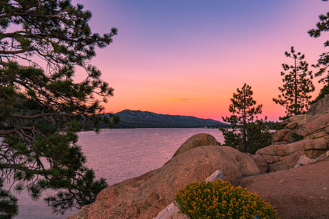 Big Bear Lake at sunset, California